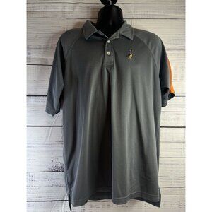 Dunning Performance Golf Polo Shirt Men XL Gray Poly Short Sleeve Golfer Logo